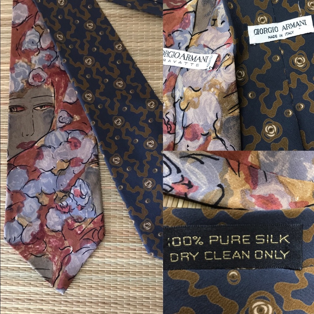 Giorgio Armani 2 Silk Ties Vintage Rust Brown face